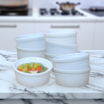 12Pcs 8cm Round Ceramic Ramekin Set