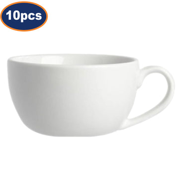 10Pcs 350ml White Porcelain Large Cappuccino Cup