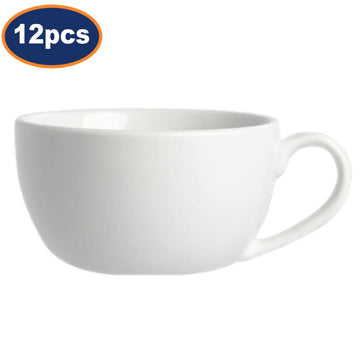 12Pcs 350ml White Porcelain Large Cappuccino Cup