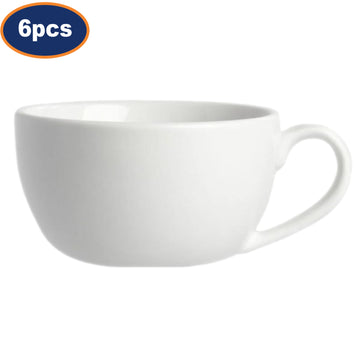 6Pcs 350ml White Porcelain Large Cappuccino Cup