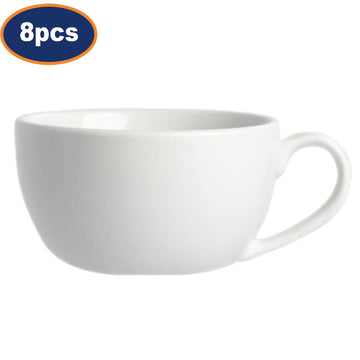 8Pcs 350ml White Porcelain Large Cappuccino Cup
