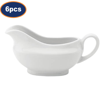 6Pcs 120ml White Porcelain Mini Gravy Boat