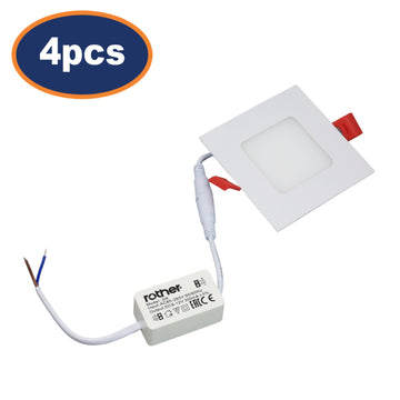 4Pcs Rother Square 3W LED Recessed Panel Light