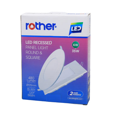 6Pcs Rother Square 6W LED Recessed Panel Light