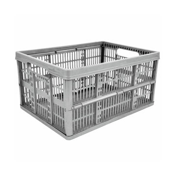 32L Plastic Collapsible Box Grey Storage Crate