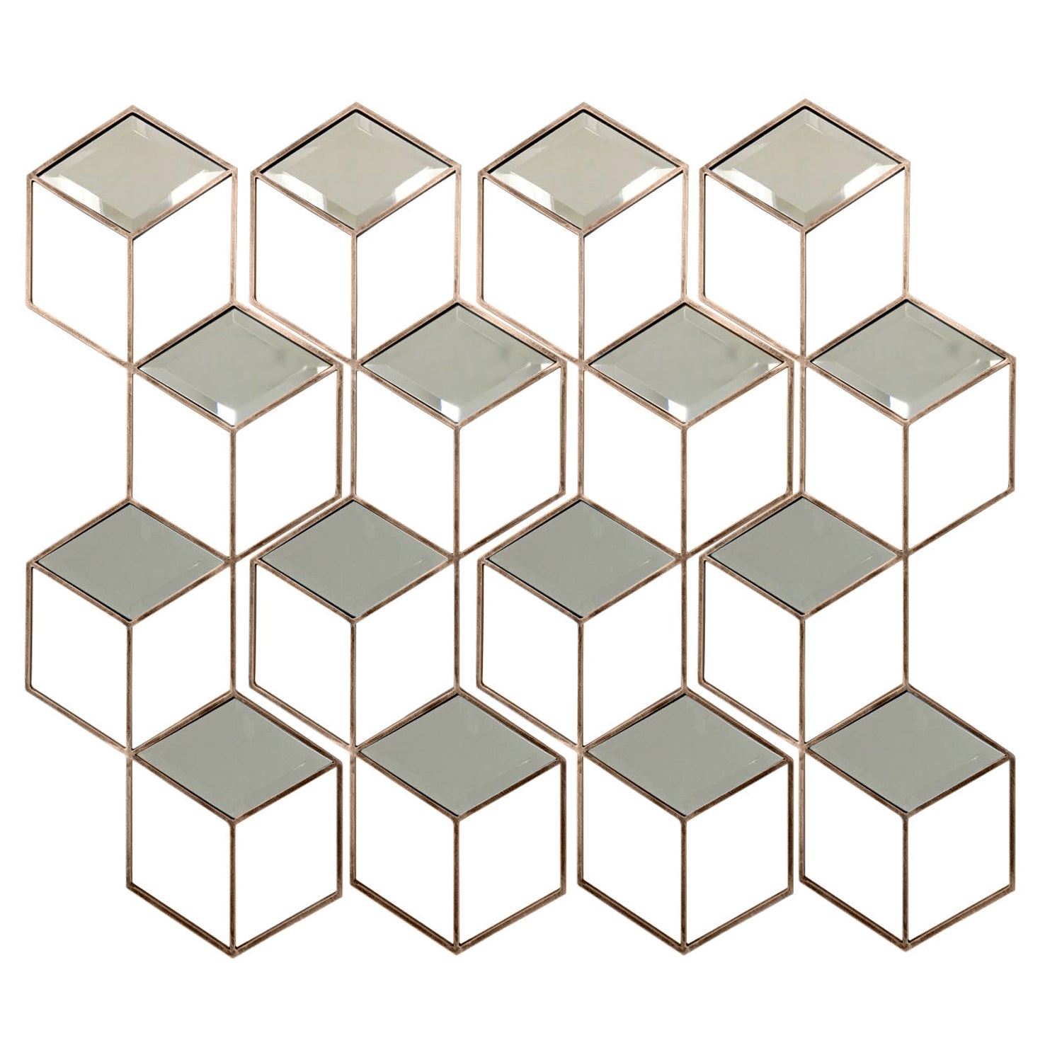 Set of 4 Honeycomb Wall Mounted Mirror Brushed Gold