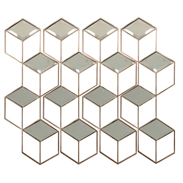 Set of 4 Honeycomb Wall Mounted Mirror Brushed Gold