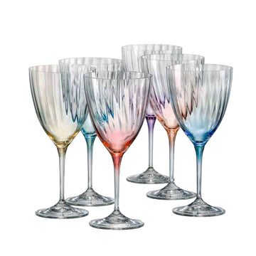 6Pcs Crystalex Bohemia 500ml Kate Optic Mix Wine Glass Set