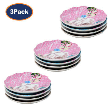 3Packs of 4Pcs Small Bird Flower Butterfly Pattern Ceramic Plates