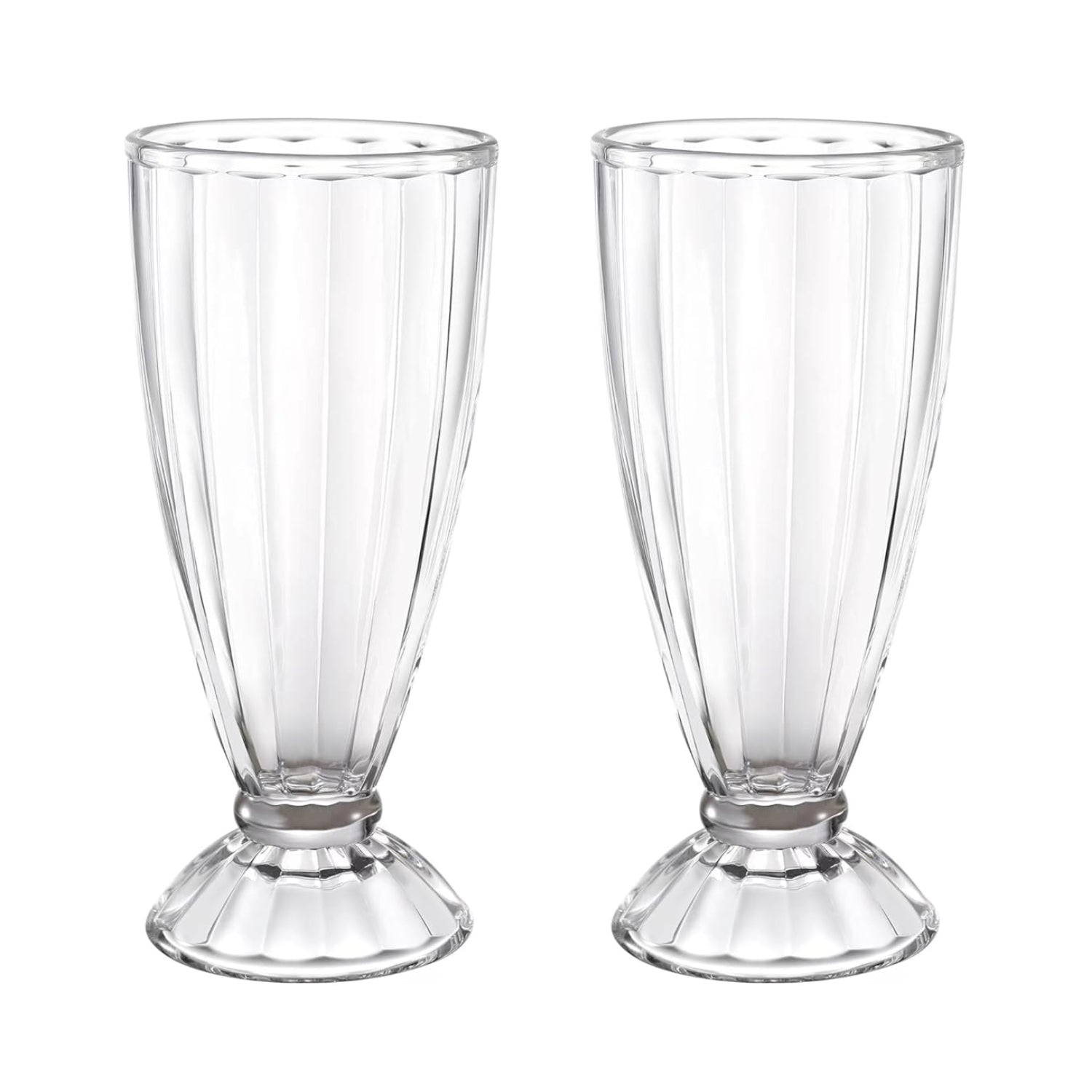 2Pcs 340ml Clear Round Tall Milkshake Dessert Glasses