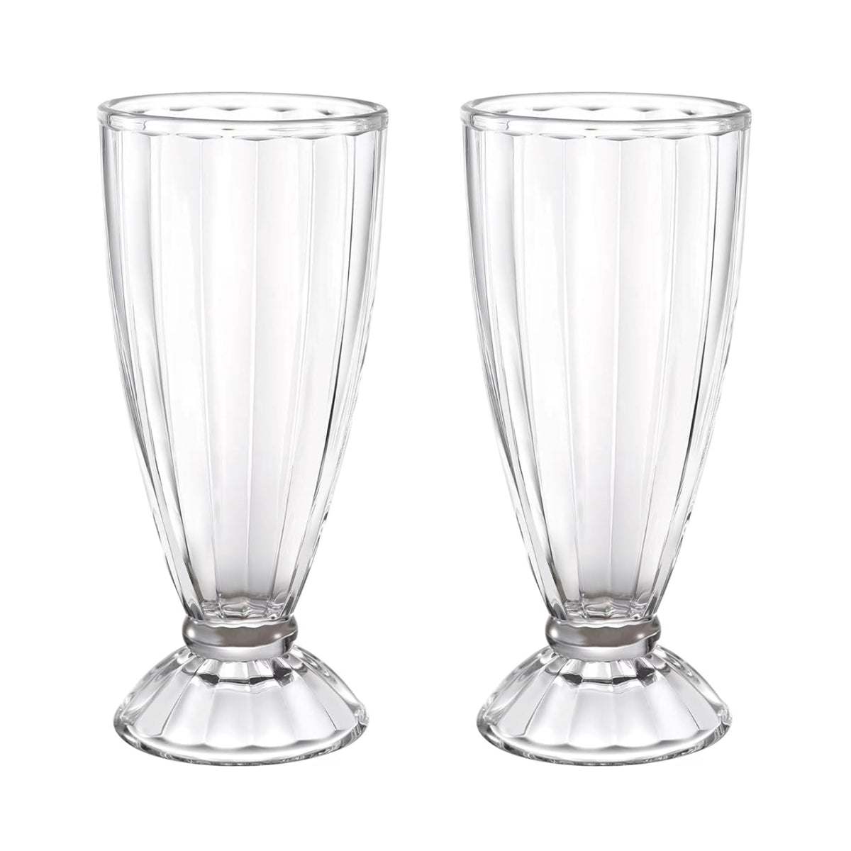 2Pcs 340ml Clear Round Tall Milkshake Dessert Glasses