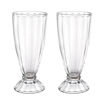 2Pcs 340ml Clear Round Tall Milkshake Dessert Glasses