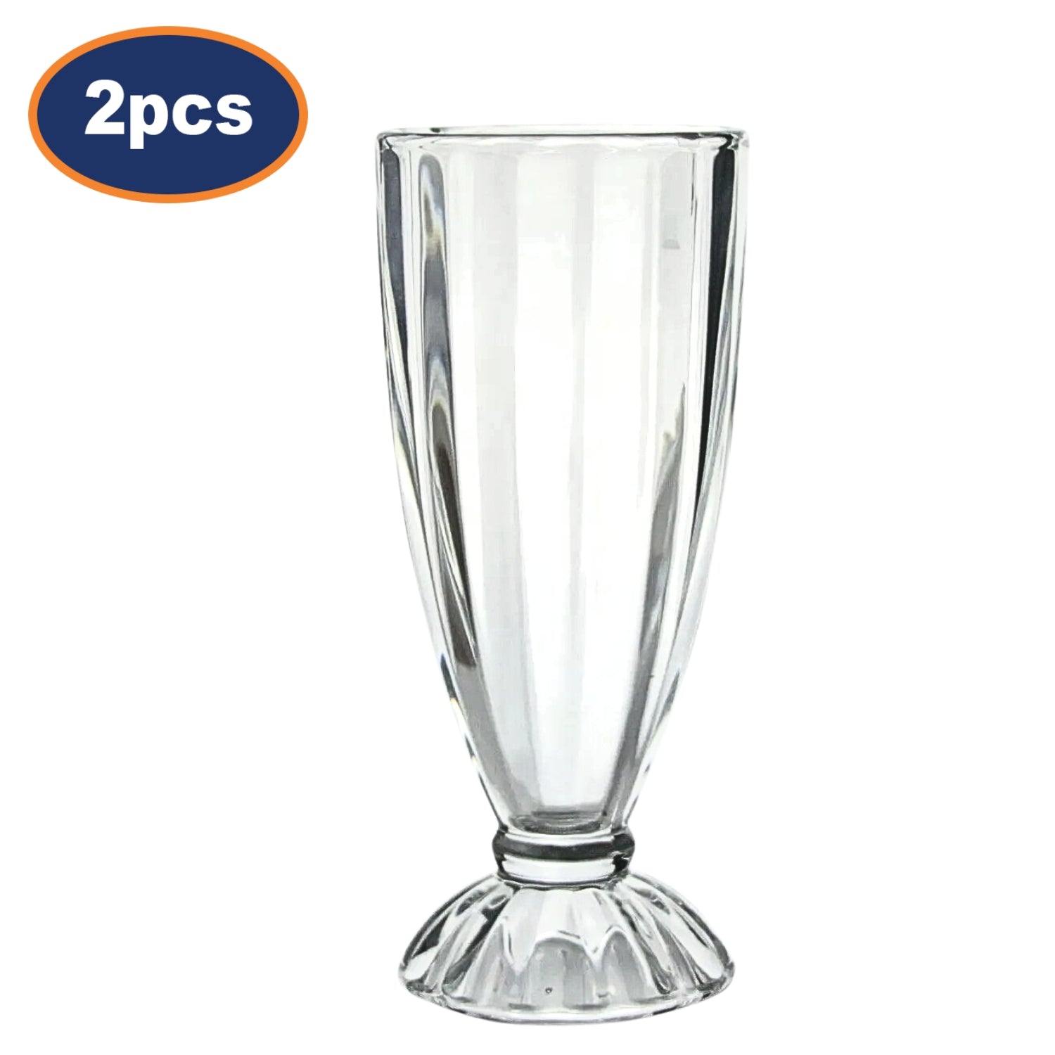 2Pcs 340ml Clear Round Tall Milkshake Dessert Glasses