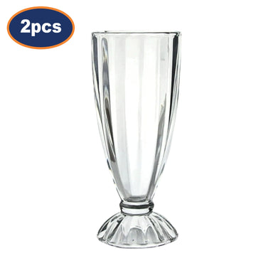 2Pcs 340ml Clear Round Tall Milkshake Dessert Glasses