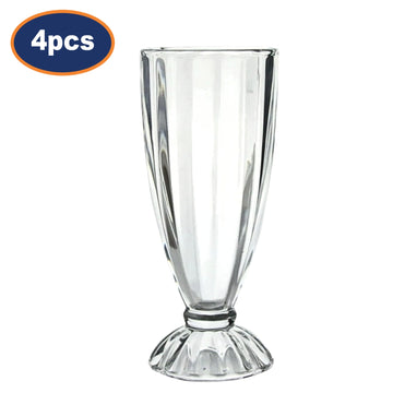 4Pcs 340ml Clear Round Tall Milkshake Dessert Glasses