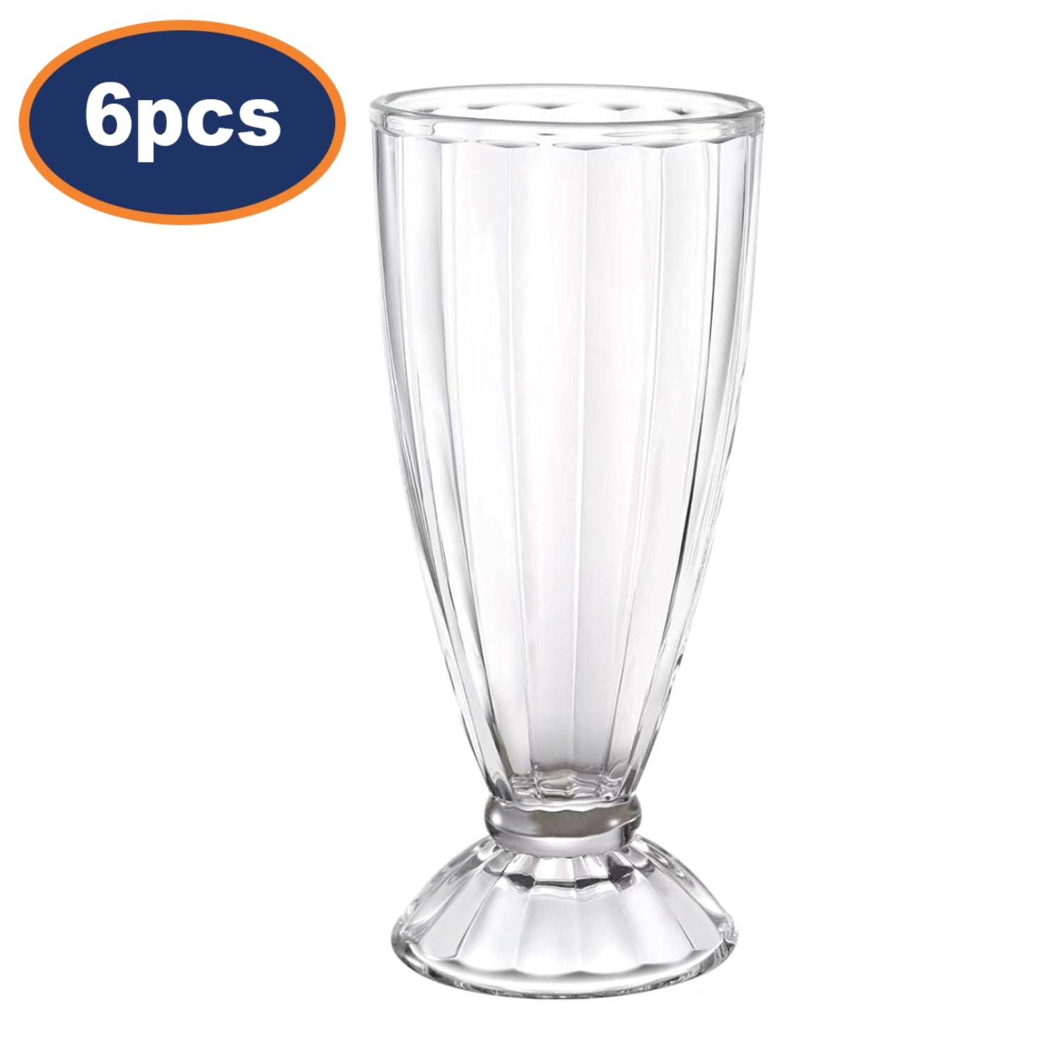 6Pcs 340ml Clear Round Tall Milkshake Dessert Glasses