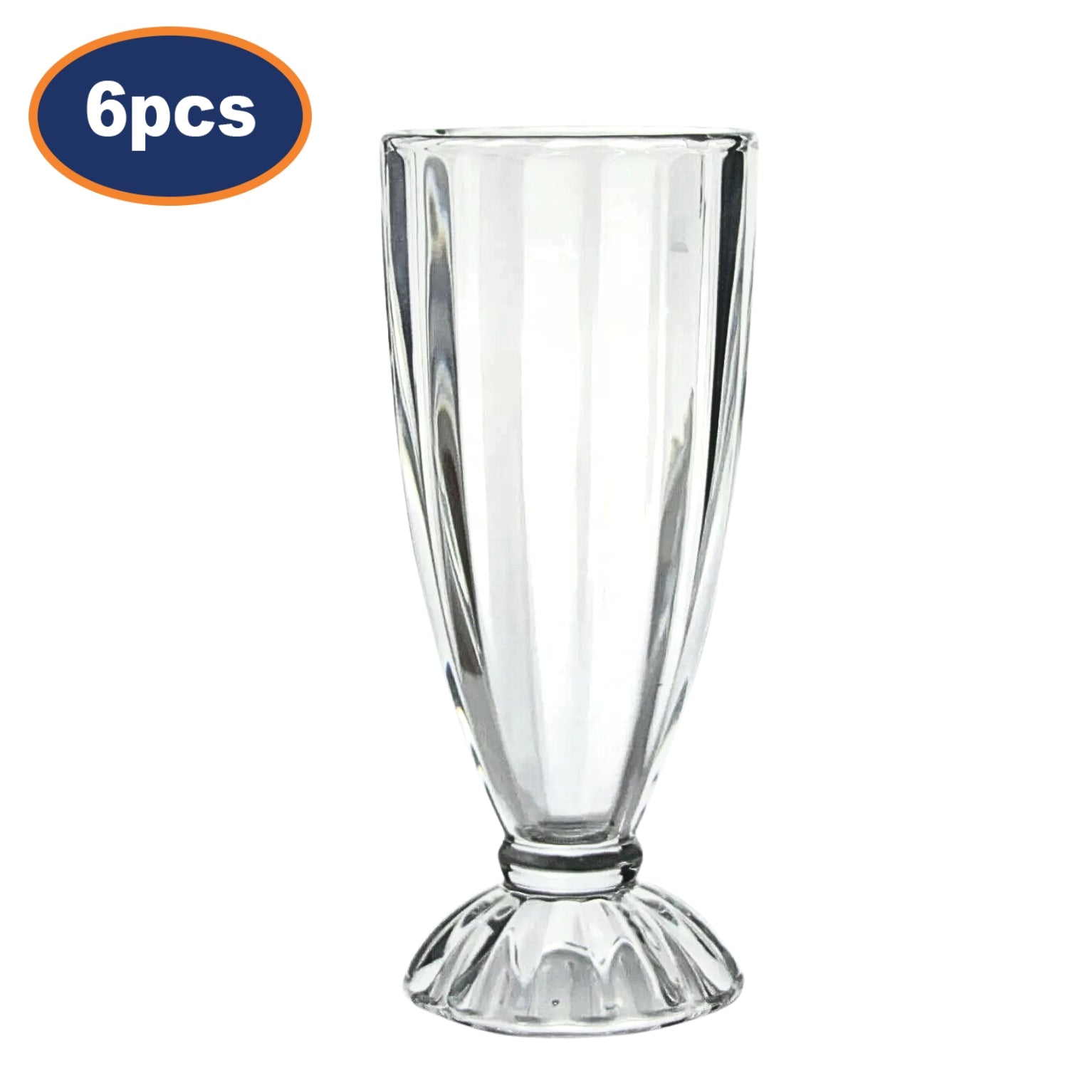 6Pcs 340ml Clear Round Tall Milkshake Dessert Glasses