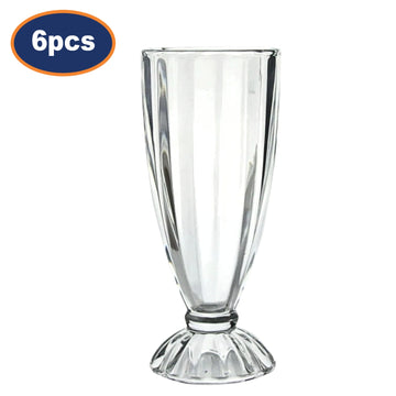 6Pcs 340ml Clear Round Tall Milkshake Dessert Glasses