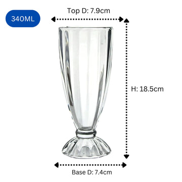 12Pcs 340ml Clear Round Tall Milkshake Dessert Glasses