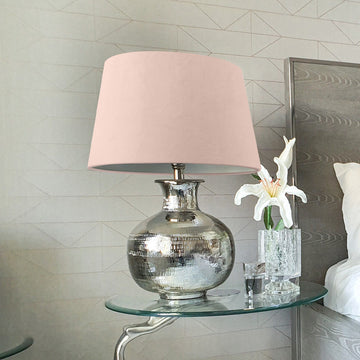 40 cm Nickel Plated Base  Table Lamp with Pink Shade