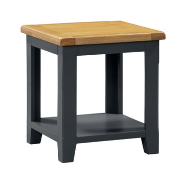 Capri Natural Oak Wood Dark End Lamp Table