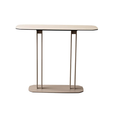 Travertine Ceramic Glass Top Cappuccino Metal Frame Console Table