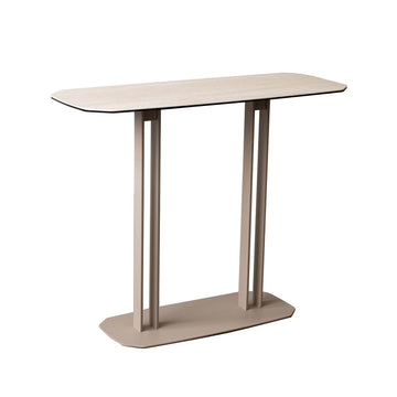 Travertine Ceramic Glass Top Cappuccino Metal Frame Console Table
