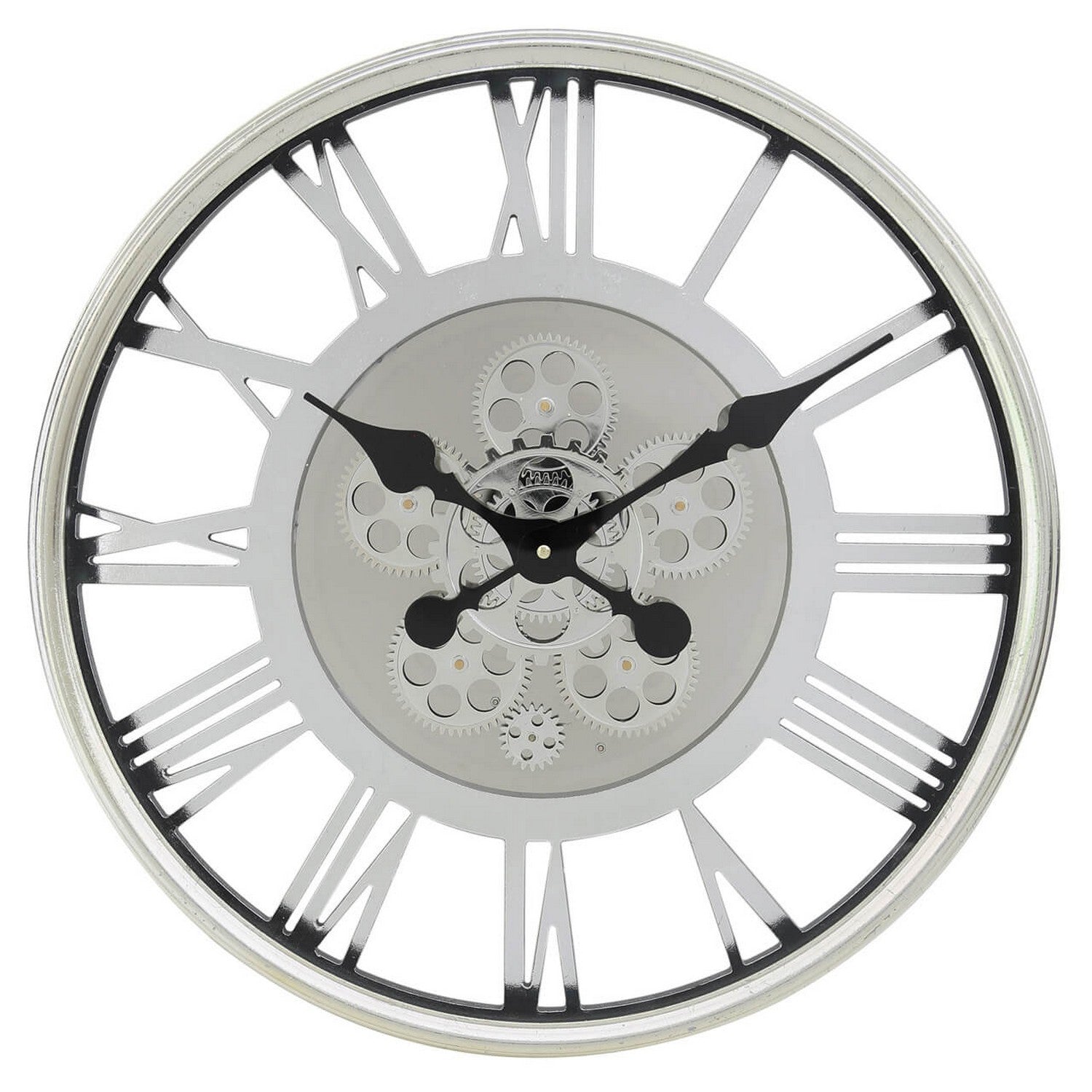 Silver Gears Wall Clock