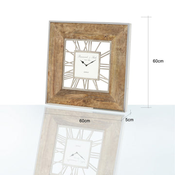 Medium Square 60cm Natural Wood Wall Clock