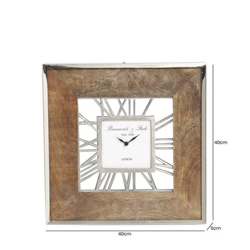 Small Square 40cm Natural Wood Wall Clock