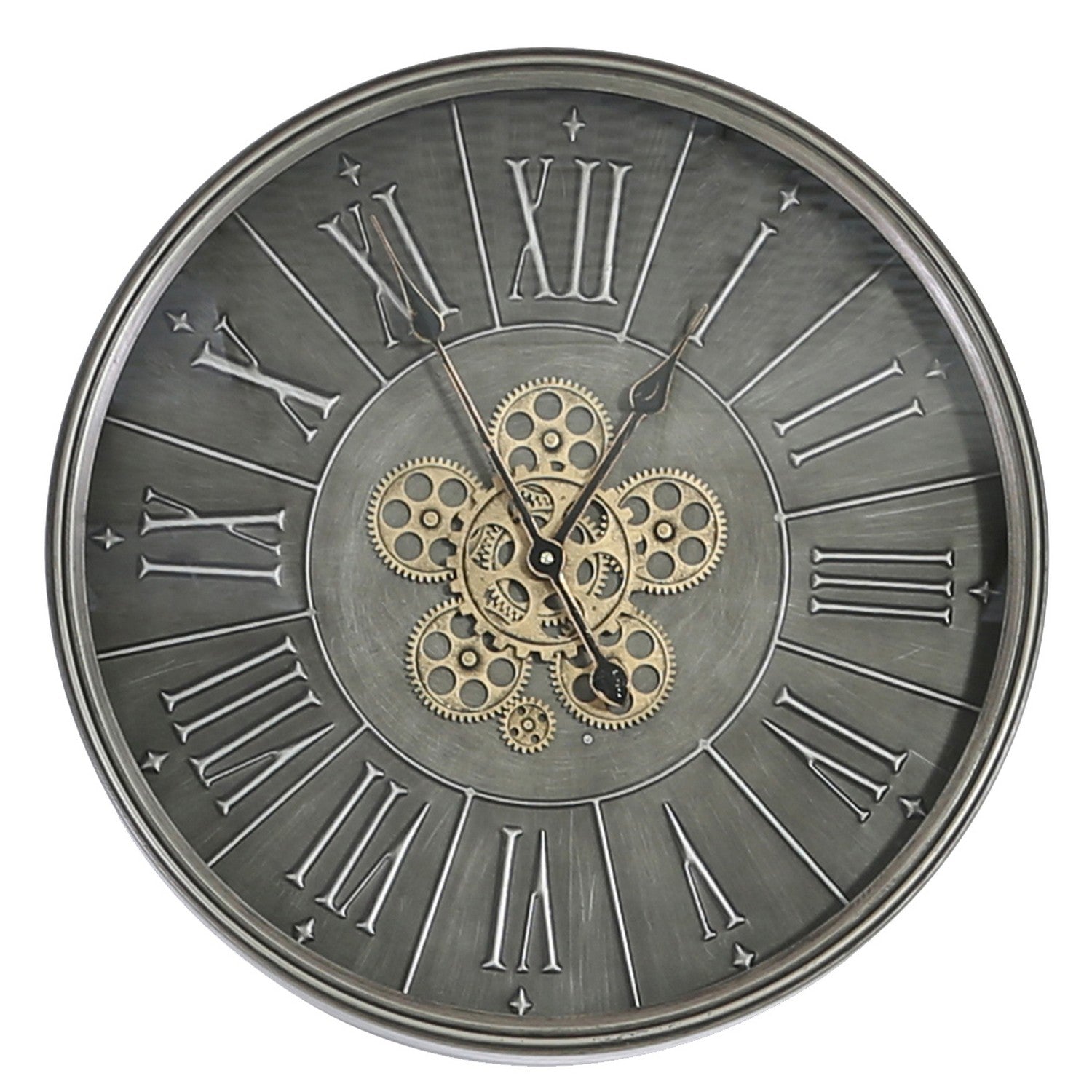 Round 60cm Dark Grey Gears Wall Clock