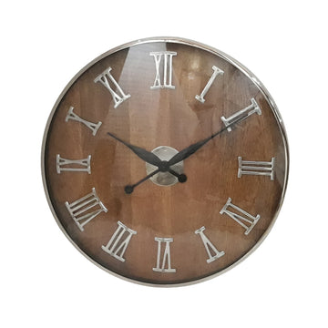 60cm Natural Wood Round Wall Clock