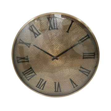 60cm Antique Gold Snake Etched Metal Wall Clock