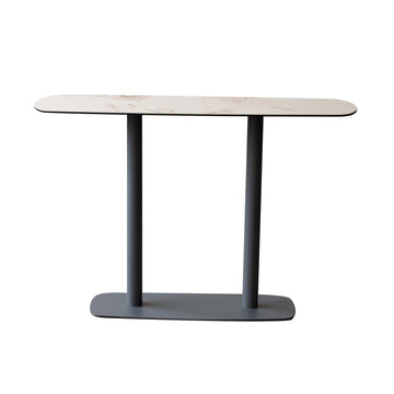 Ceramic Glass Top Marble Effect Grey Metal Frame Console Table
