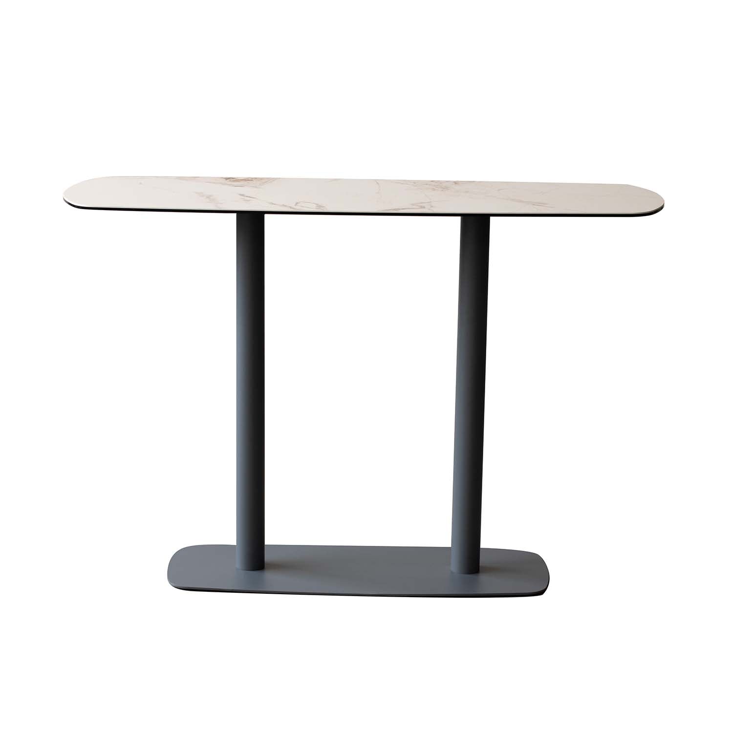 Ceramic Glass Top Marble Effect Grey Metal Frame Console Table