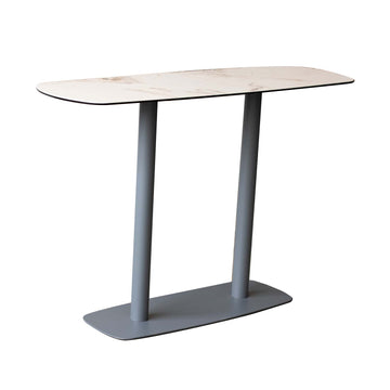 Ceramic Glass Top Marble Effect Grey Metal Frame Console Table