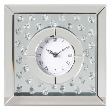 24cm Crystal Mirror Square Desk Clock