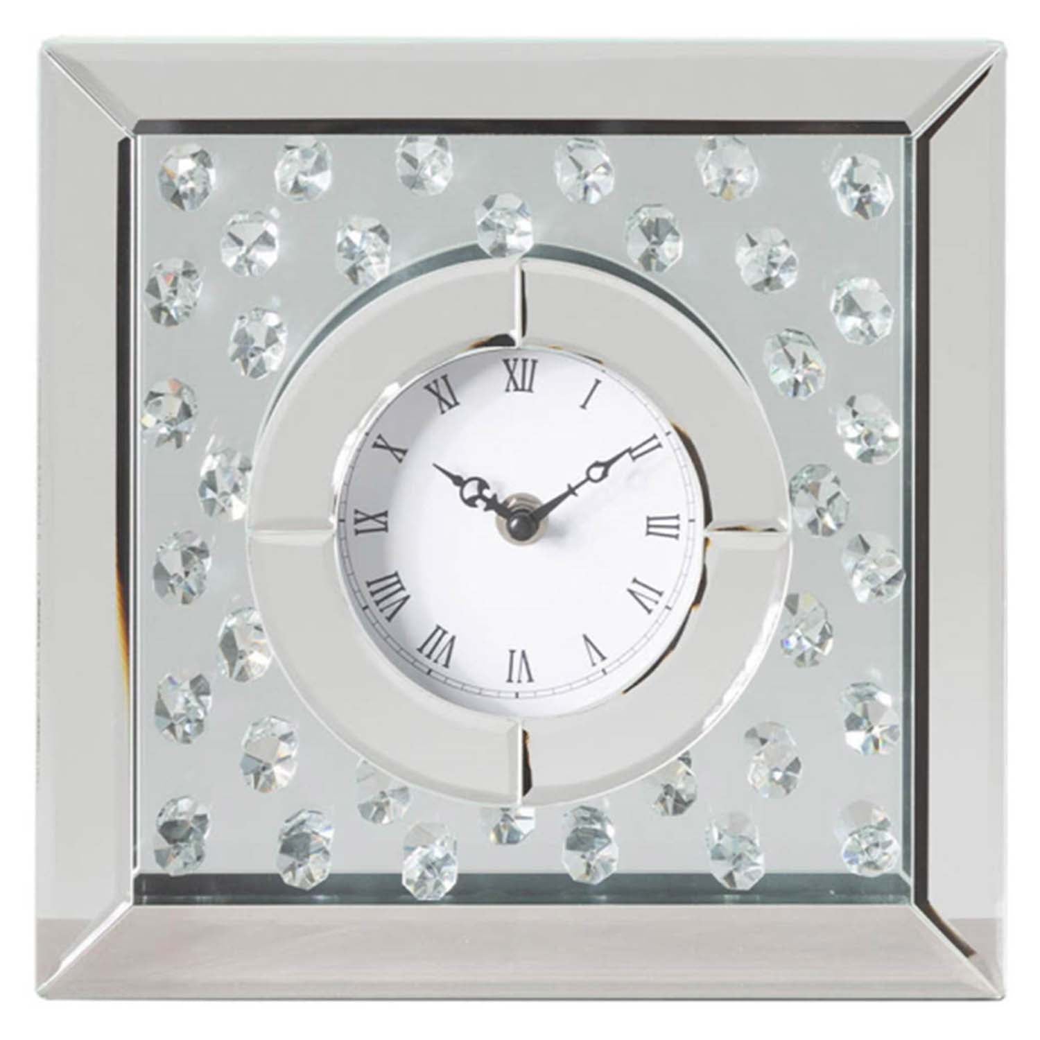 24cm Crystal Mirror Square Desk Clock