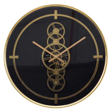 46cm Black Gold Moving Gears Round Wall Clock