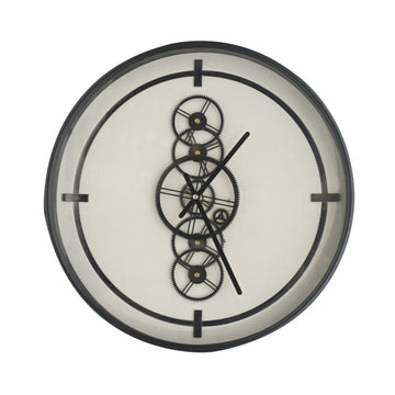 46cm White Metal Moving Gears Wall Clock