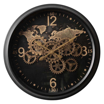 62cm Black Moving Gears Wall Clock