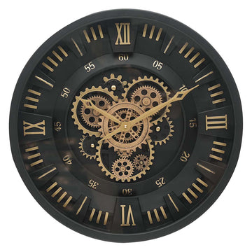 46cm Black Gold  Moving Cogs Wall Clock