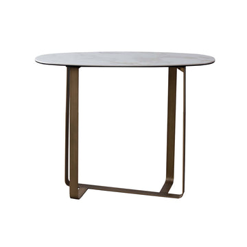 Marble Effect Glass Ceramic Top Gold Metal Frame Console Table