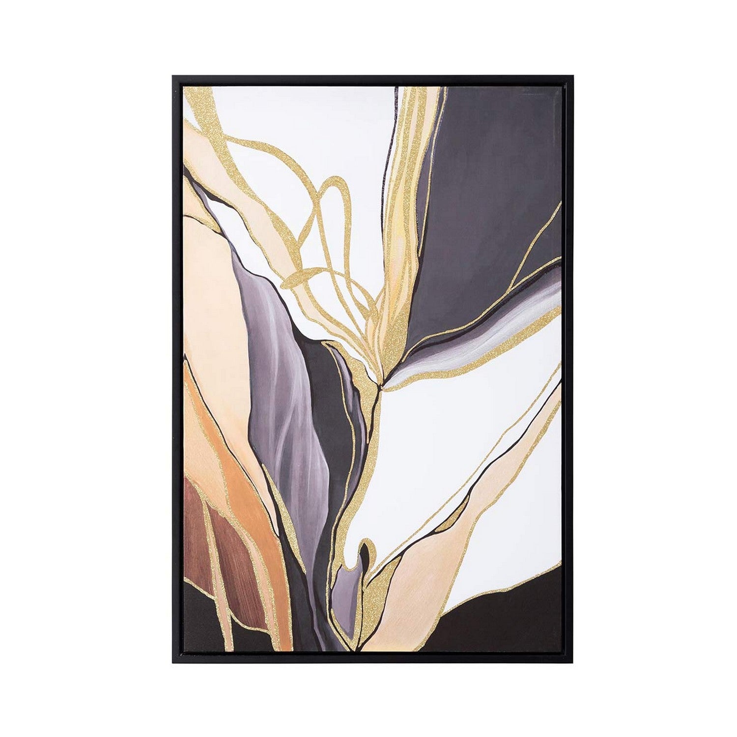 85x125cm Black and Gold Framed Abstract Canvas Wall Art