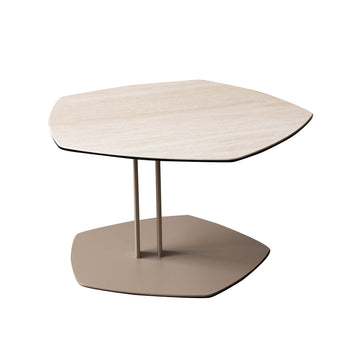 Travertine Ceramic Glass Top Cappuccino Metal Frame Coffee Table