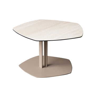 Travertine Ceramic Glass Top Cappuccino Metal Frame Coffee Table