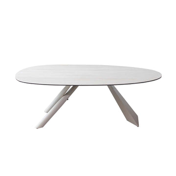 Ceramic Glass Top Crisscross Metal Frame Coffee Table