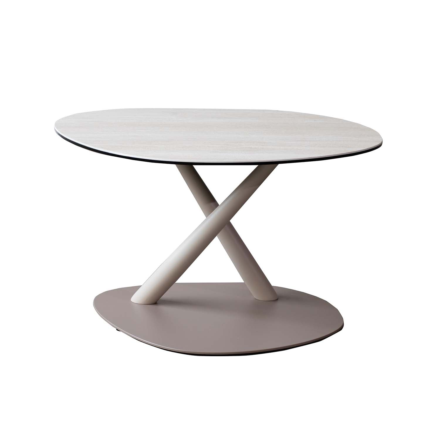 Ceramic Glass Top Crisscross Metal Frame Side Table