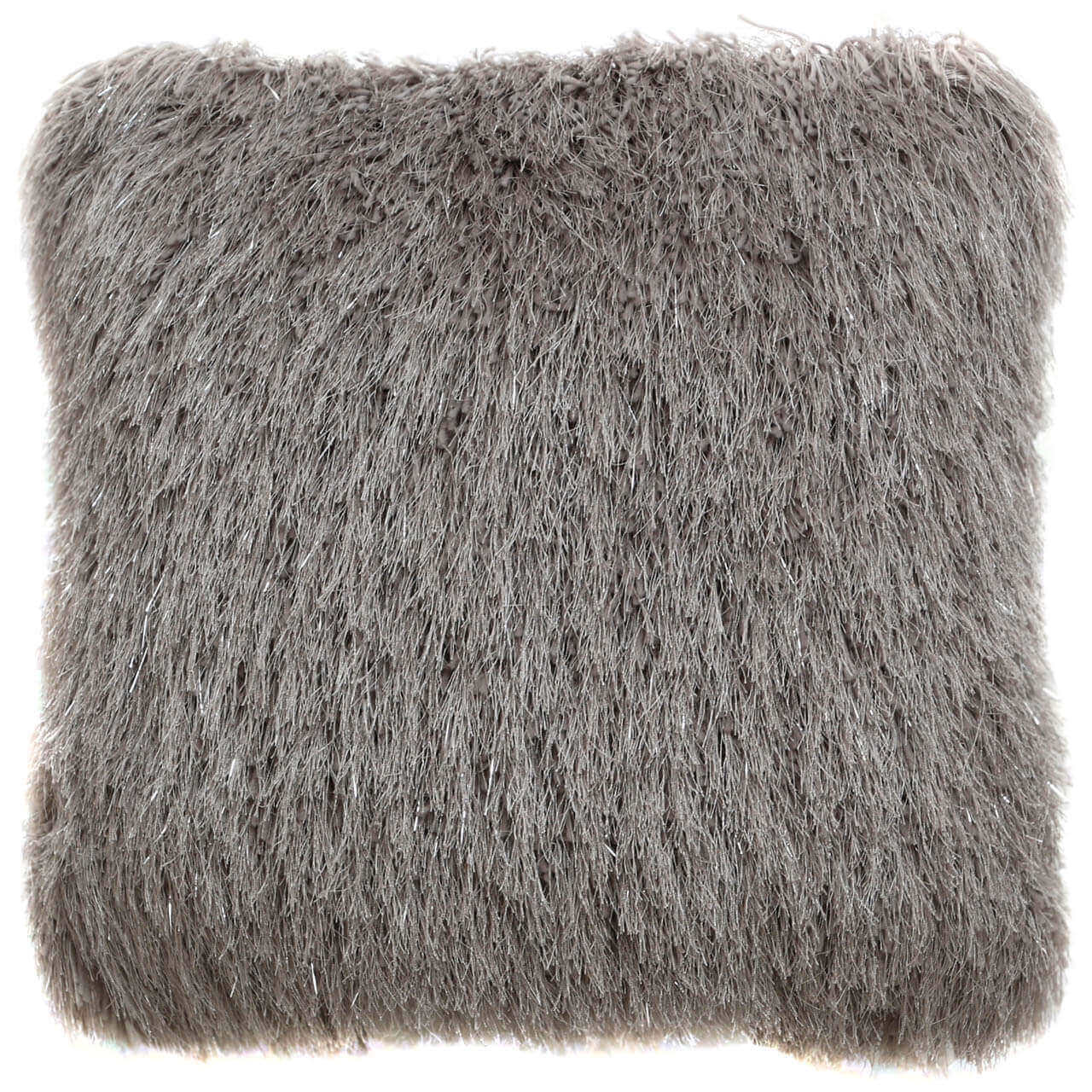 Grey Silver Faux Fur  Soft Filled  Sofa Pillow
