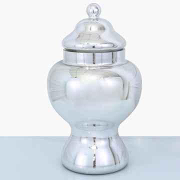 Large 45cm Chrome Finish Glass Apothecary Jar